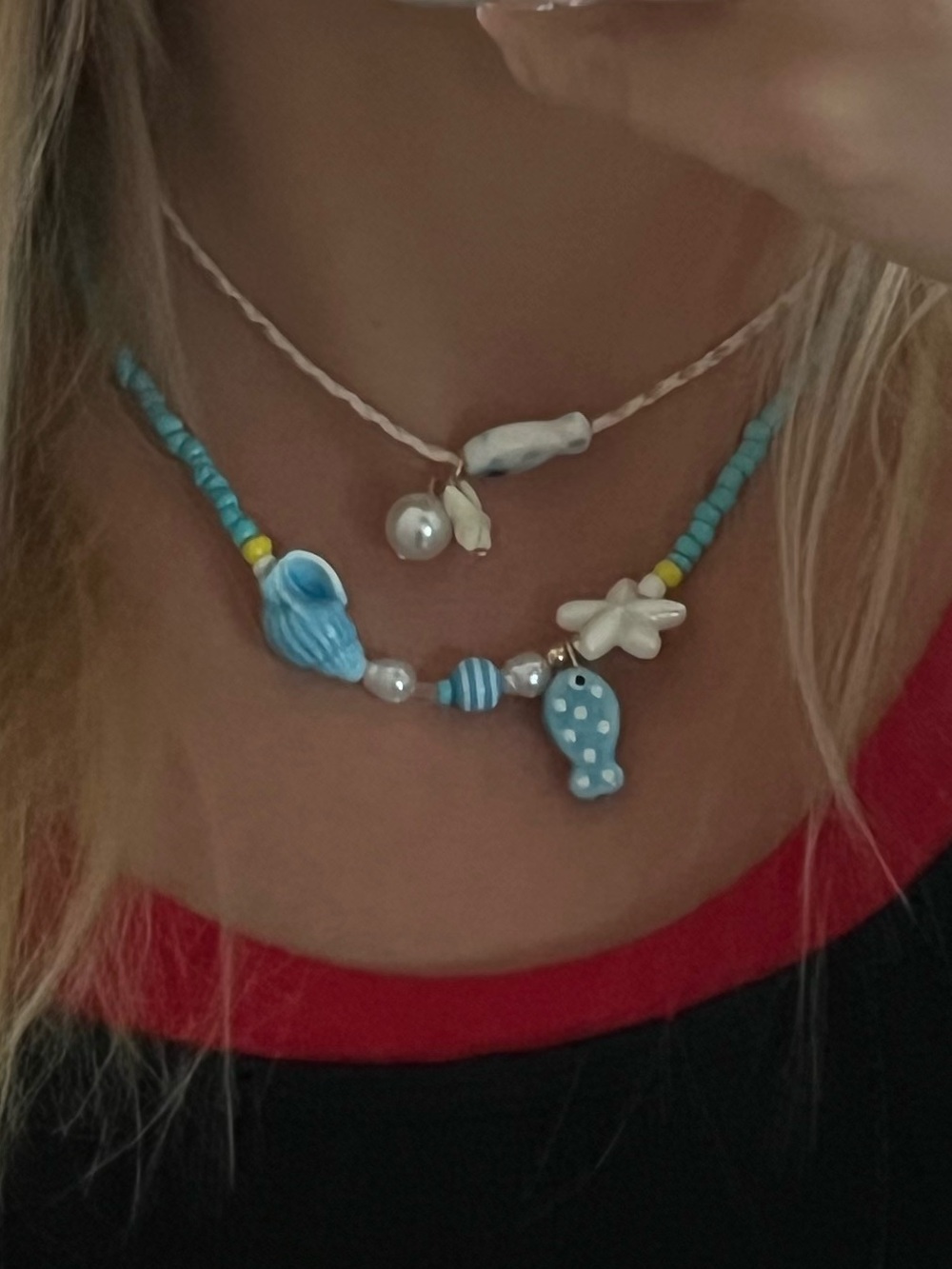 Ceramic Fish Beaded Necklace